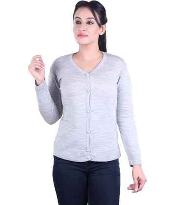 Ogarti Acrylic Grey Buttoned Cardigans - Single