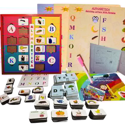 TOYJOS Wooden Educational Kids Learning Kit for Boys Girls | Reusable Sheets, Flash Cards, Cubes, Blocks, Analog Clock Board Games for Early Learning | Montessori Preschool Toys Set (Age 3–6 Years)