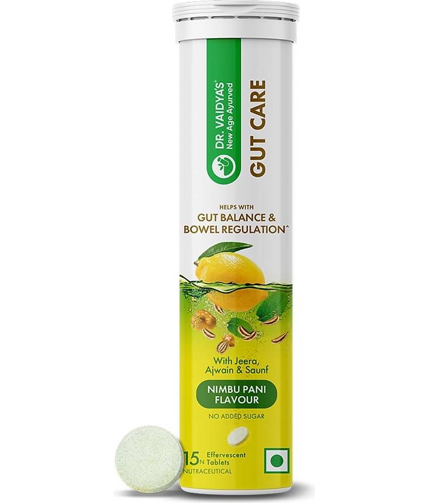 Dr. Vaidya's Gut Care Effervescent Tablets | 15 Tablets(Pack of 1) Nimbu Pani Flavour