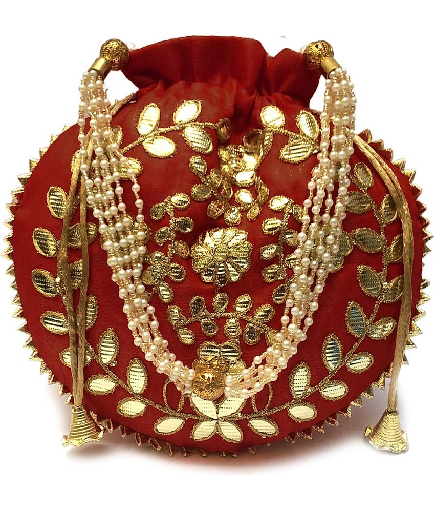 Apratim Maroon Silk Potli