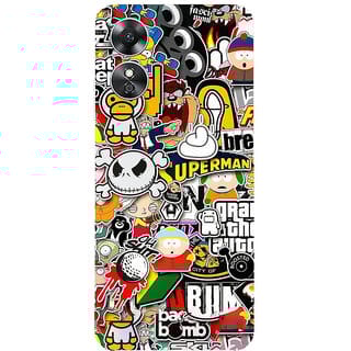Yug Emporium OPPO A17 3D CARTOON DESIGN PATTERN CARTOON THEME BACK SKIN STICKERS. (Mobile Back Cover, Multicolor)
