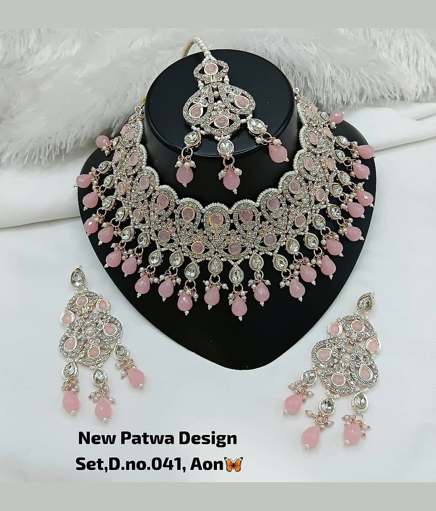 Padmavati Bangles Pink Alloy Necklace Set ( Pack of 1 )
