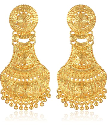 VIVASTRI Golden Stud Earrings ( Pack of 1 )