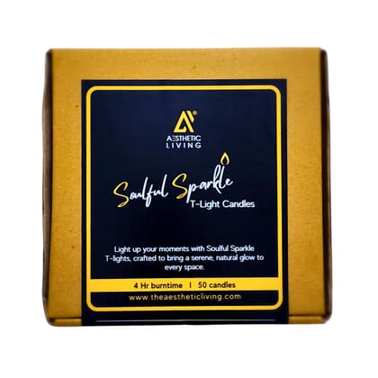 Aesthetic Living Soulful Sparkle T-Light Candles (Pack of 50) - 350 gm
