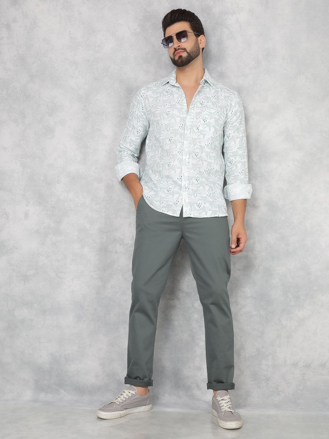Green Dobby Trousers-30 / Green