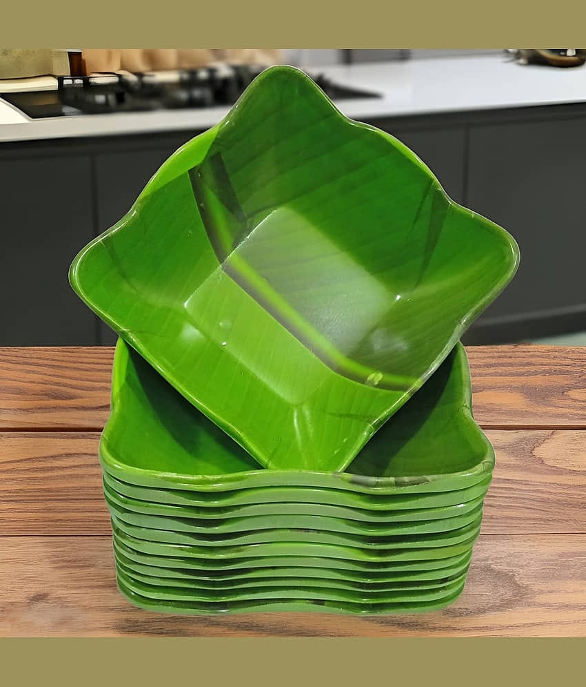 kitchrox Serve in Style with our Melamine Vegetable Bowl 10 cm ( Set of 12 ) Green