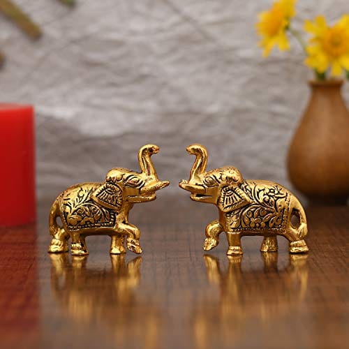 Collectible India Elephant Trunk Up Showpiece Decorative Items figurine for Home Decoration - Diwali Decoration