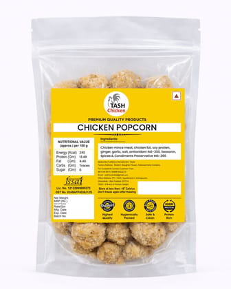 TASH Crispy Chicken Popcorn (250g) | Ready-to-Cook Frozen Snacks | Juicy & Tender Bite-Sized Chicken Nuggets | Perfect Party Appetizer & Kids’ Snack | High Protein, No Added Artificial Colors