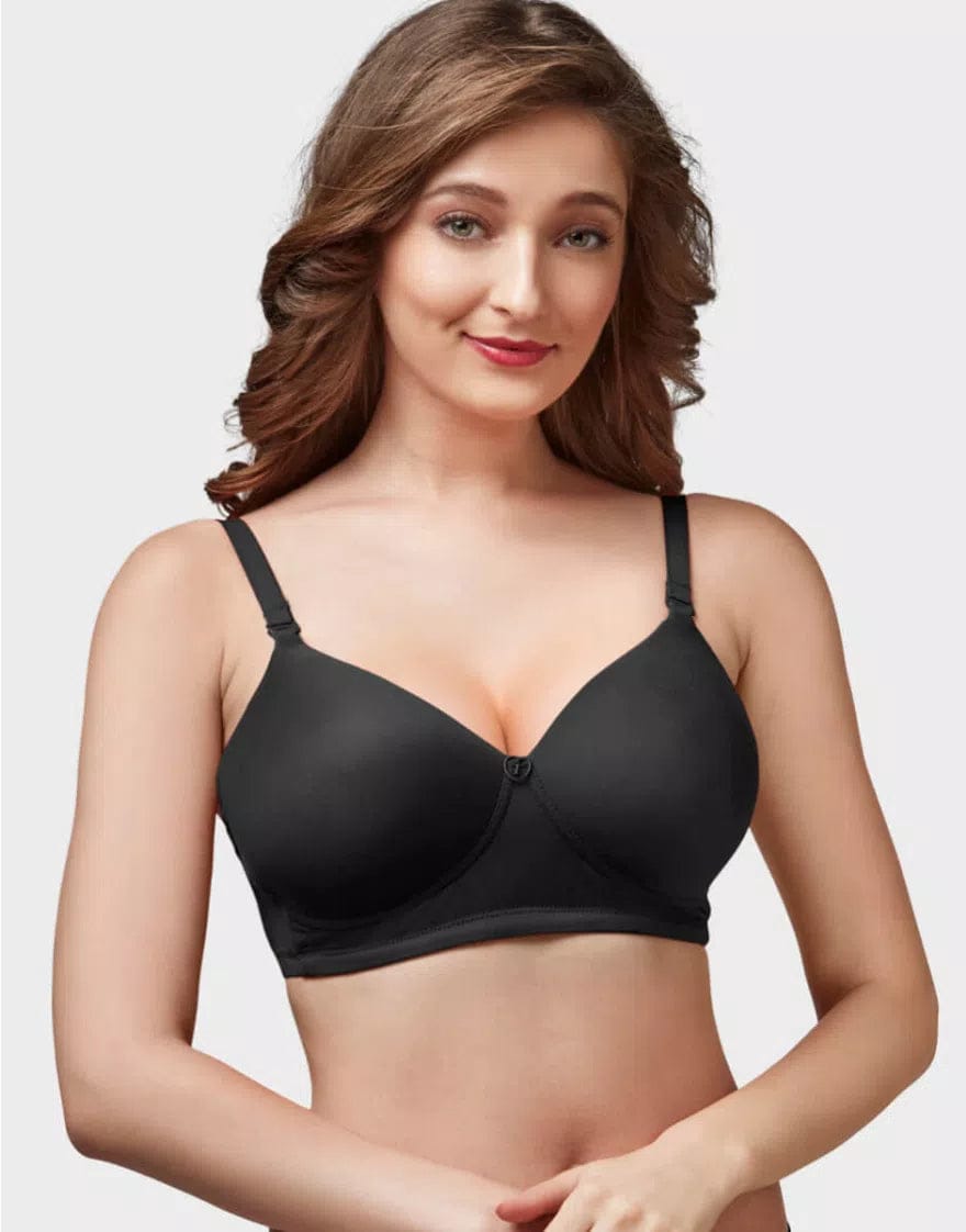 Trylo Women Non Wired Padded Full Coverage Bra | Touche-BLACK / 32B