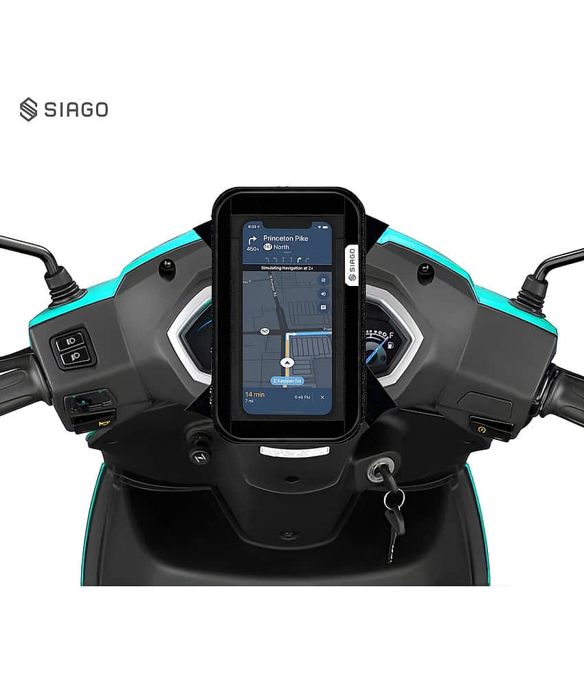 SIAGO SIA11 Premium Mobile Holder for Scooty - Universal Fit | Activa Mobile Holder for Scooter | Water-Resistant Pouch Green