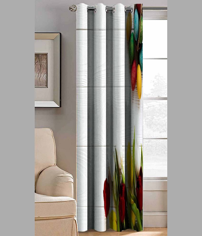 BELLA TRUE Floral Room Darkening Eyelet Curtain 9 ft ( Pack of 1 )  Multicolor