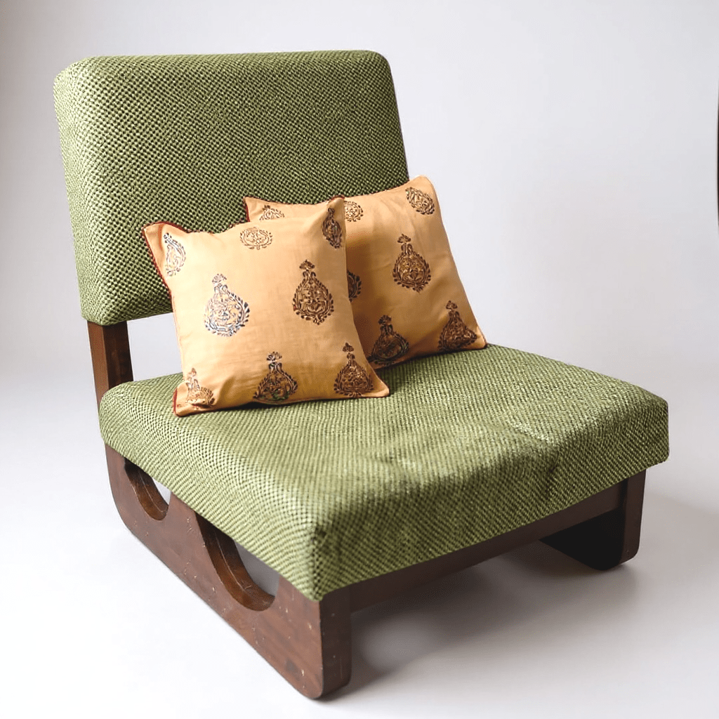 Orange Hand Block Printed Cushion Cover- Set of 2