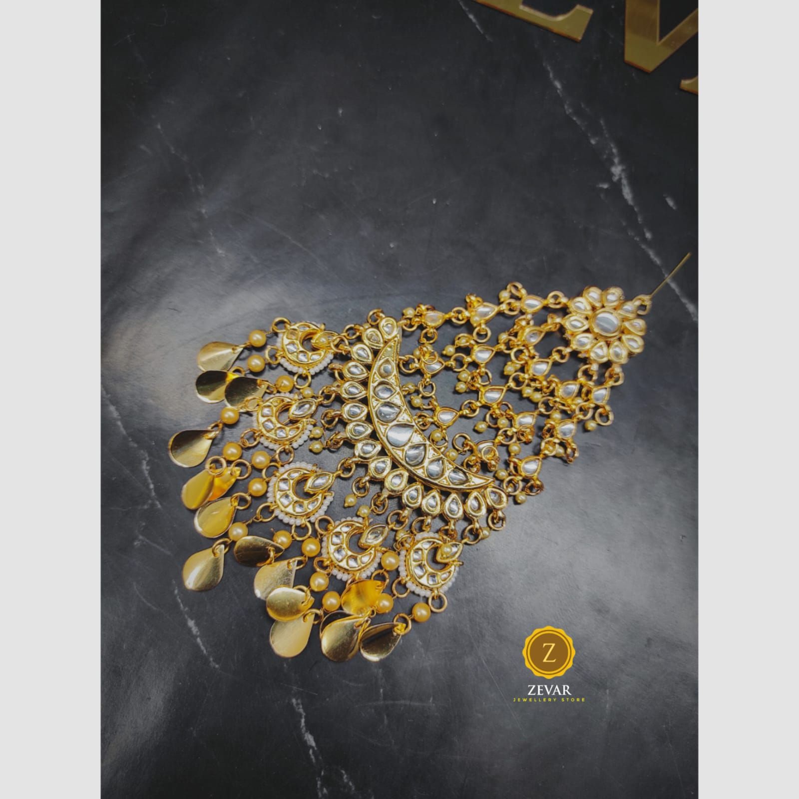 ZEVAR | Premium Quality Gold Toned Kundan-Studded Pasha