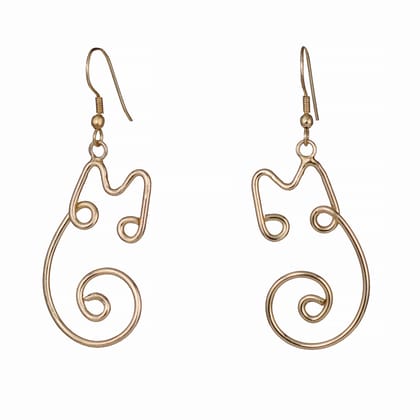Handcrafted Cat Design Brass Earring