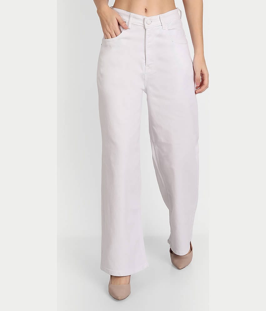 AngelFab - White Denim Flared Women's Jeans ( Pack of 1 )