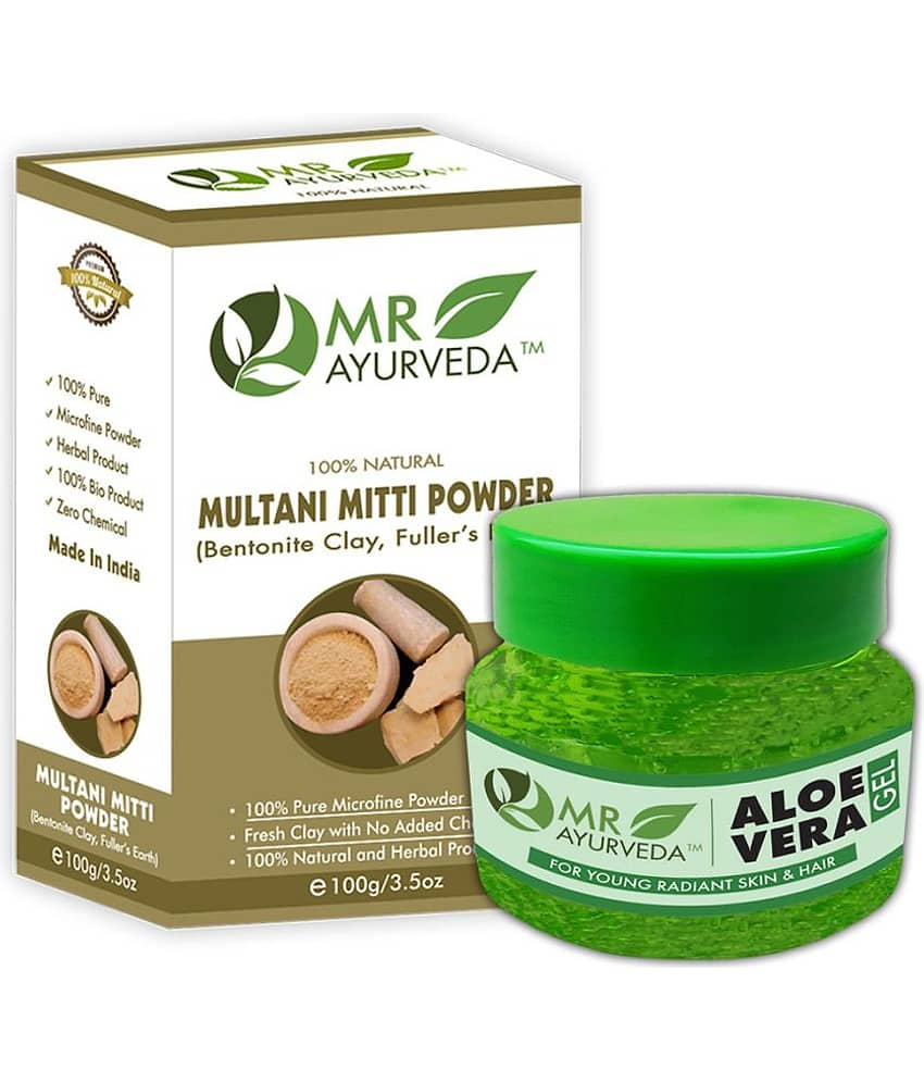 MR Ayurveda Aloe Vera Gel & Multani Mitti Powder Moisturizer 200 gm Pack of 2