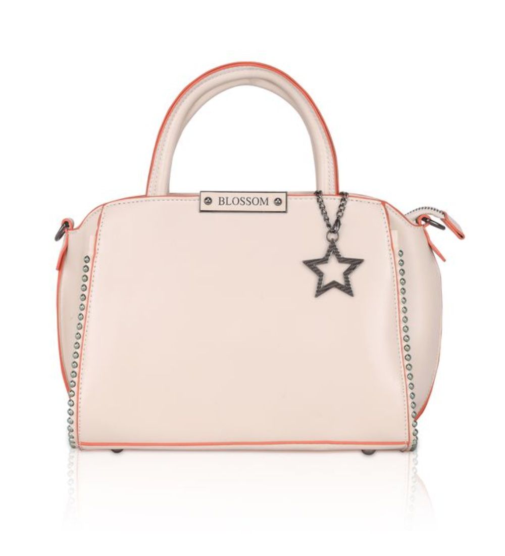 Women's Faux Leather Metal Beads Handbag (Pink)