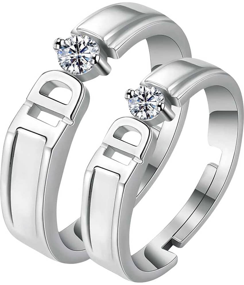 SILVERSHINE Silverplated Exclusive I DO Solitaire His and Her Adjustable proposal couple ring For Men And Women Jewellery