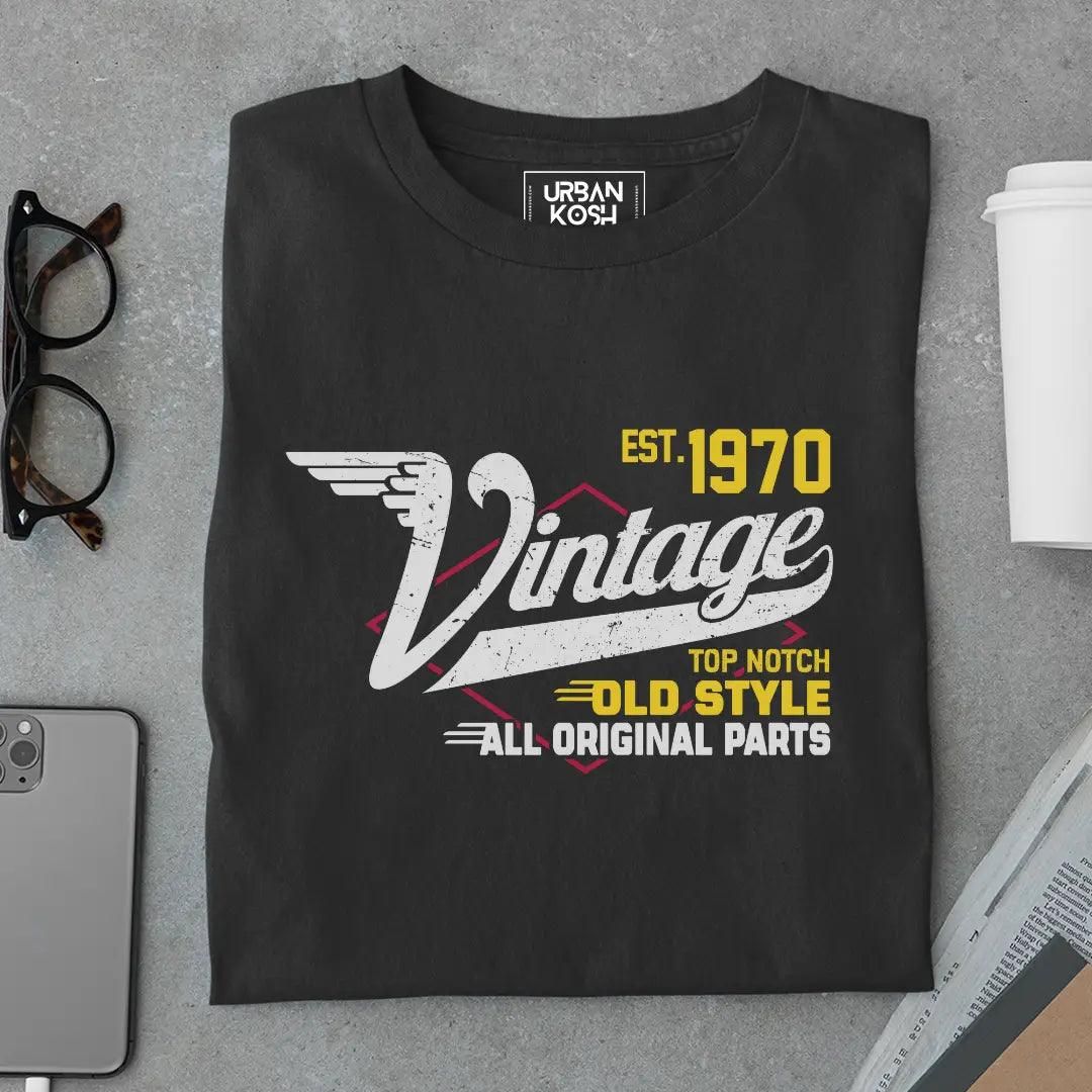 Vintage 1970 Old Style T-Shirt-Black / S