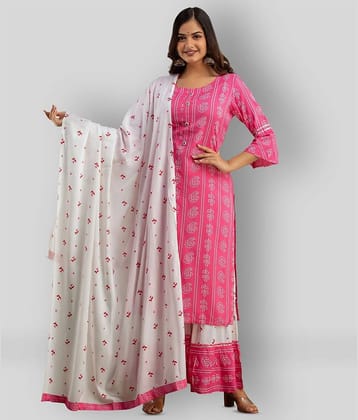 Lee Moda - Pink Straight Rayon Women's Stitched Salwar Suit ( Pack of 1 )