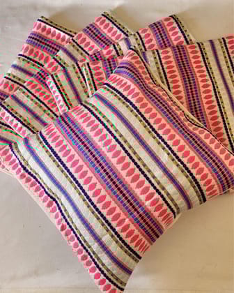 Khamma Ghani Cotton Exquisite Multicolor Cushion Covers-12x12 (Set of 5)