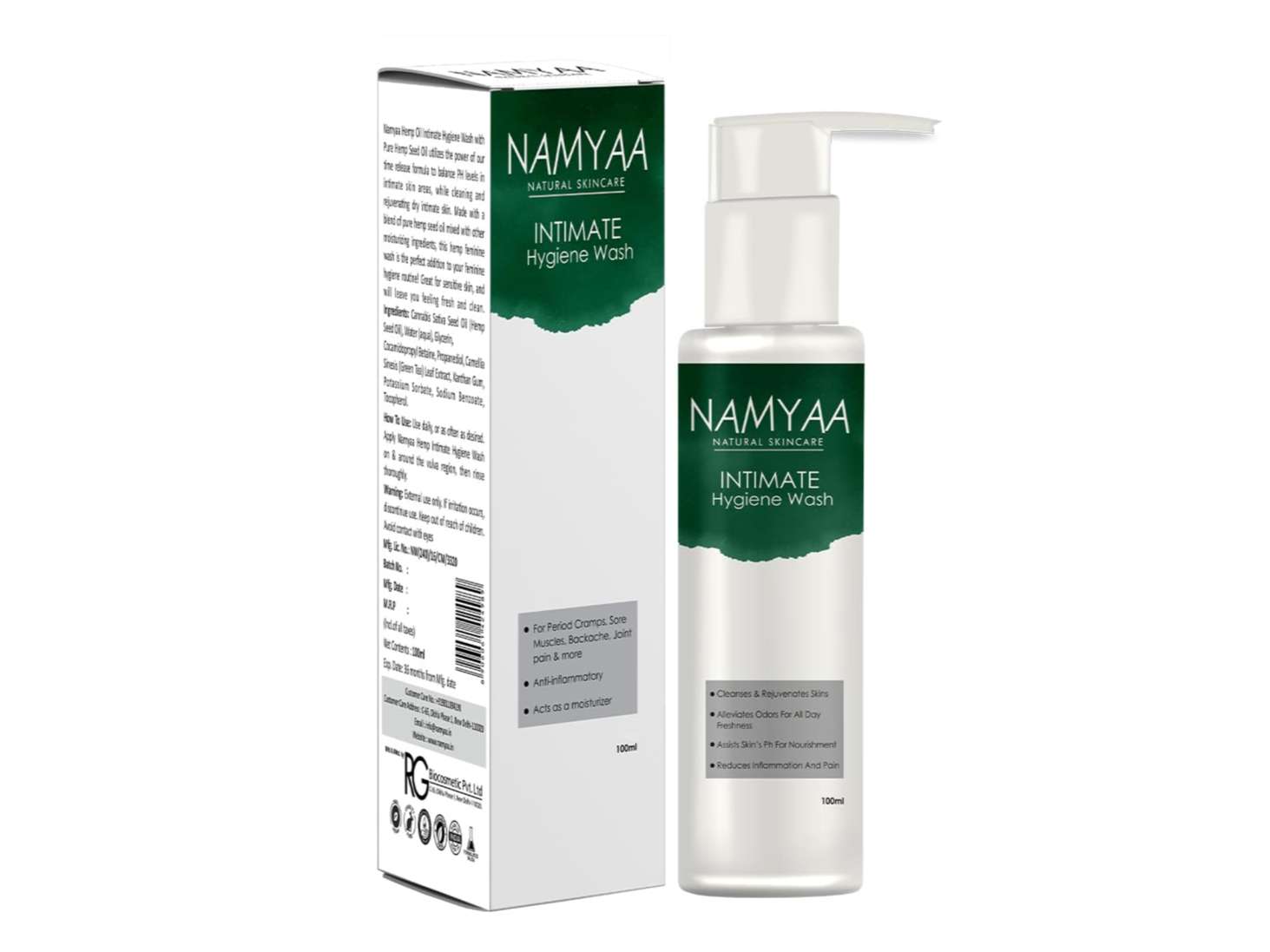 Namyaa Sensitive Intimate Hygiene Wash with Green Tea, 100ml - Pack of 1