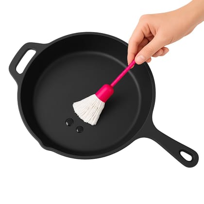 Traditional & Modern Oil Spreader Combo � Wooden Cotton Cloth Brush + Heat-Resistant Plastic Handle Thread Brush � Ghee/Oil Applicator Ideal for Dosa Tawa, Appam Pan & Iron Pans