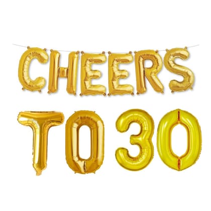 Balloonistics Cheers to Thirthy Foil Balloon Combo Number 30 Foil Balloon for Birthday and Anniversary