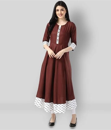 Estela - Brown Cotton Women's Flared Kurti ( Pack of 1 )