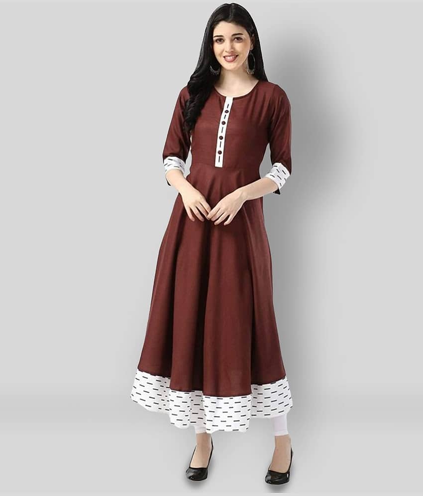 Estela - Brown Cotton Women's Flared Kurti ( Pack of 1 )