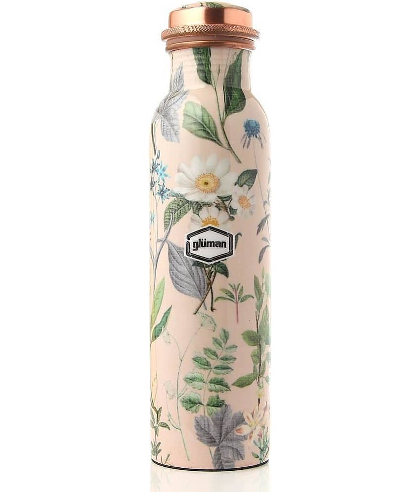 Gluman Natura Printed Copper Cream Water Bottle 950 mL ( Set of 1 )