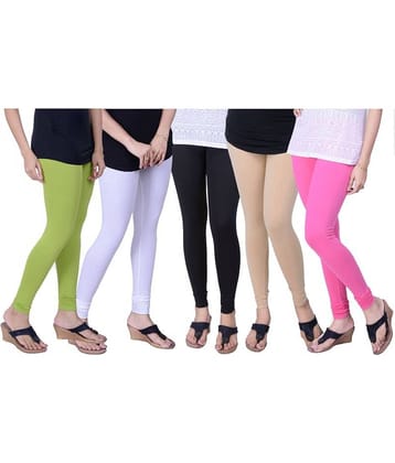 TCG Pack of 5 Girls Cotton Blend Leggings ( Multi )