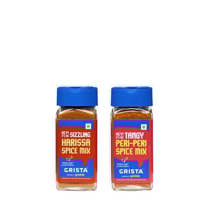 CRISTA Harissa And Peri-Peri Combo Pack (Harissa Spice Mix, 45 gm & Peri-Peri Spice Mix, 50 gm) - Pack of 2