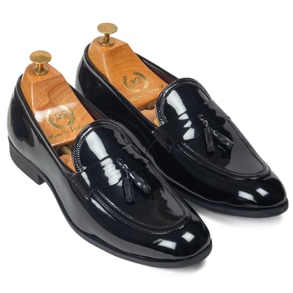 Italian Cut Tassel Penny Slipons (Patent Black)-EU 41 / UK 7 / Patent Black