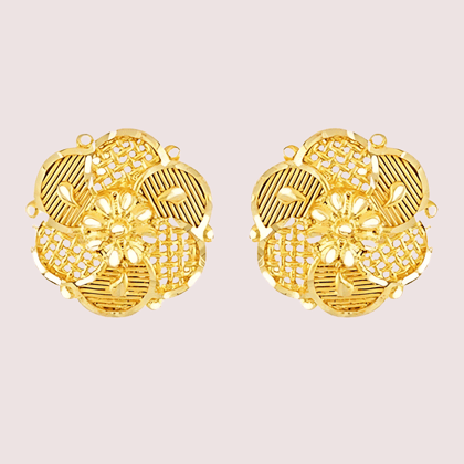 Pack of 2 Gold Finish Traditional Earrings Set for Women