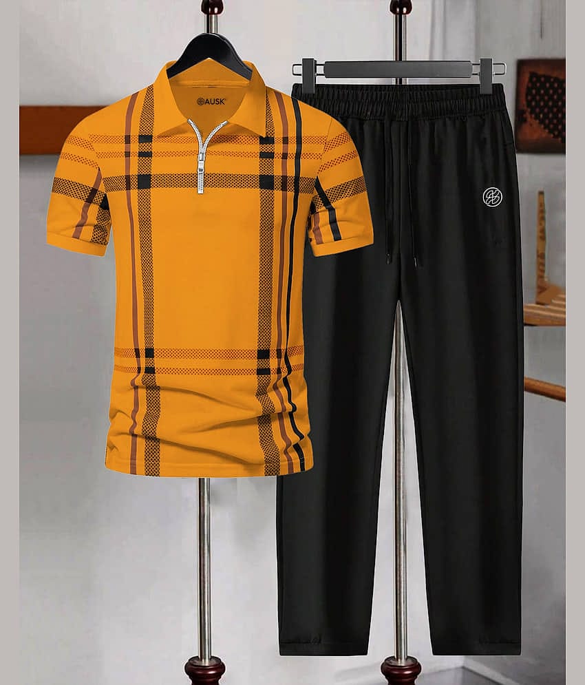 AUSK Mustard Cotton Blend Relaxed Fit Men's Tracksuit ( Pack of 1 )