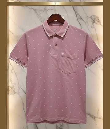 UNIBERRY Men Cotton Blend Regular Fit Printed Polo T Shirt ( Purple )