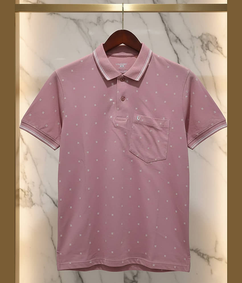 UNIBERRY Men Cotton Blend Regular Fit Printed Polo T Shirt ( Purple )