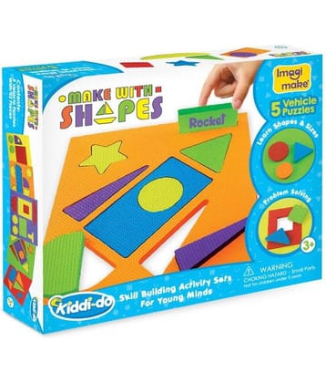 Imagimake Make with Shapes Activity Kit and Puzzle (3 Years +) to Learn Shapes, Sizes and Fine Motor Skills, Vehicle Theme, 8 mm Foam