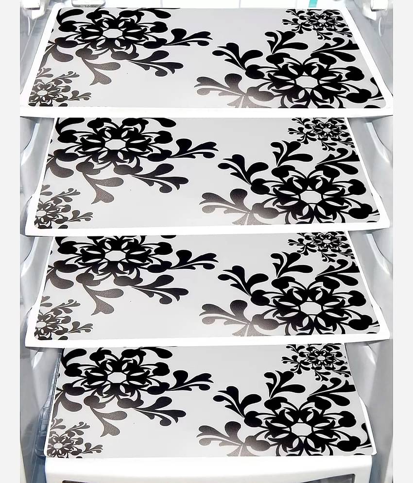 Exopick PVC Geometric Fridge Mats ( 45 30 ) Pack of 1 - Black