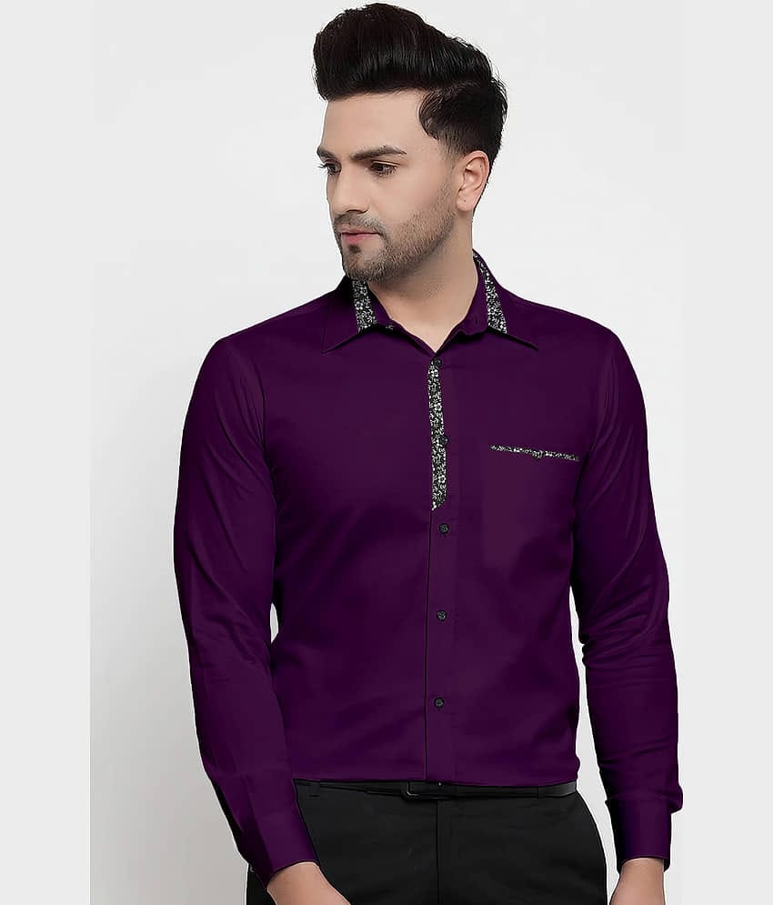 WEBRIC Cotton Blend Regular Fit Full Sleeves Men's Formal Shirt - Wine ( Pack of 1 )
