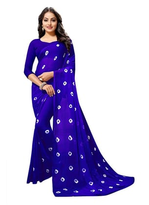 Generic Women's Chiffon Saree (Blue, 5 - 6 Mtrs)