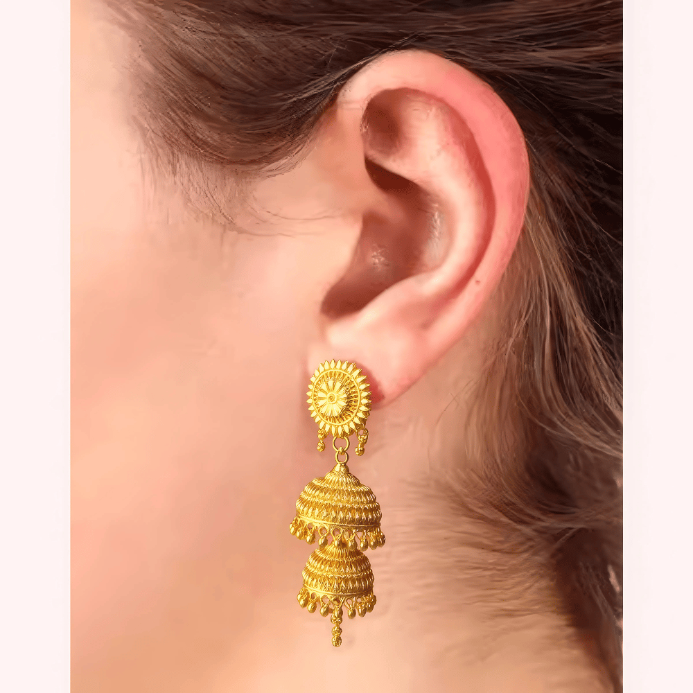 Sun Radiance Double Jhumka Earrings - Earrings | Buy online on ZillyBuy