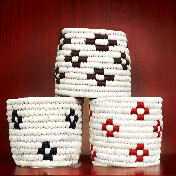 Handcrafted Sabai Grass Multipurpose Container Box Red, Black & Brown (Pack of 3)