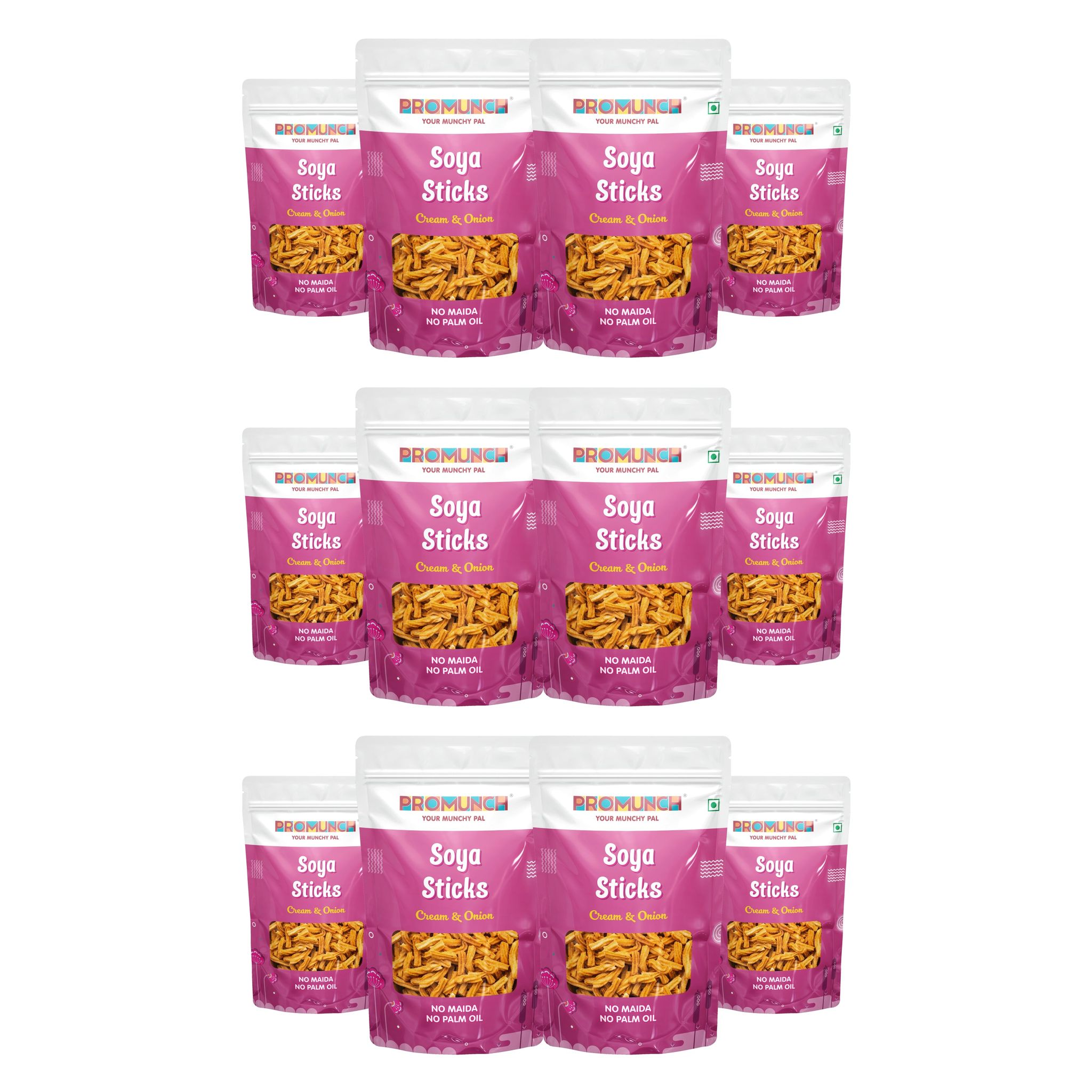 PROMUNCH Soya Sticks - Cream & Onion (Pack of 12; 30g Each)
