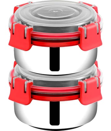 BOWLMAN - Steel Red Food Container ( Set of 2 - 350mL each )