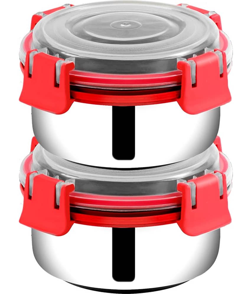 BOWLMAN - Steel Red Food Container ( Set of 2 - 350mL each )