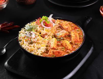 Punjabi Style Matar Paneer Masala Rice Bowl