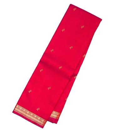 Red Handloom Kanchipuram Silk Saree With Meena Floral Buttas-Red