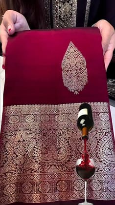 Maroon Lichi Silk Saree